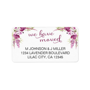 Étiquette Lavande et Fleurs Lilac Nous avons déplacé l'adres