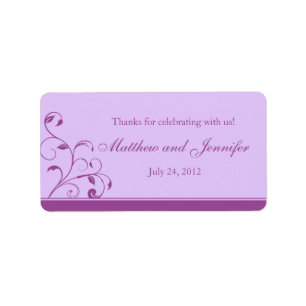 Étiquette Lavande Purple Boucles Florales Mariage Favoriser