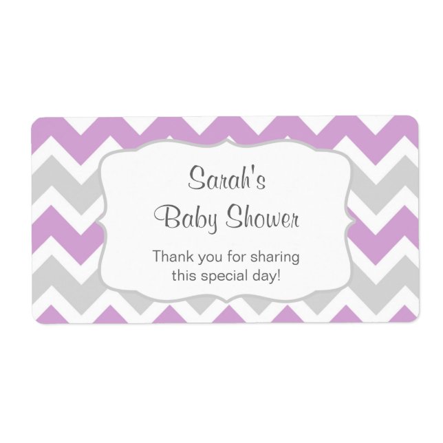 Étiquette Lavender Chevron Bouteille d'eau ou préférez vous  (Devant)