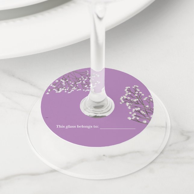 Étiquette Lavender Floral Wine Glass (De près)