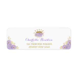 Étiquette Lavender Gold Crown Princess Royal Floral