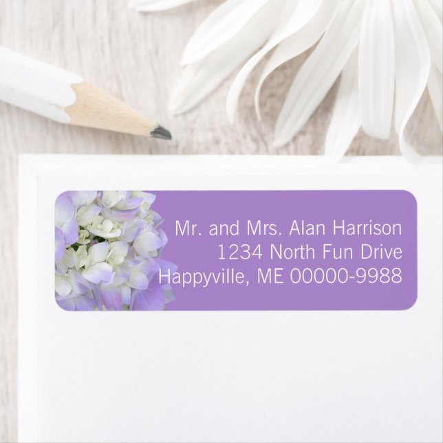Étiquette Lavender Hydrangea Floral Adresse de retour Étique (En situation)