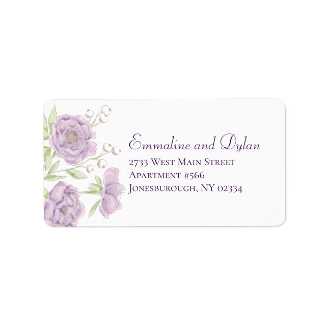 Étiquette Lavender Purple Rose Wedding Address Labels (Devant)
