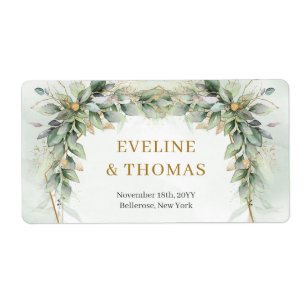 Étiquette Lavish verdure feuillage or cadre mariage