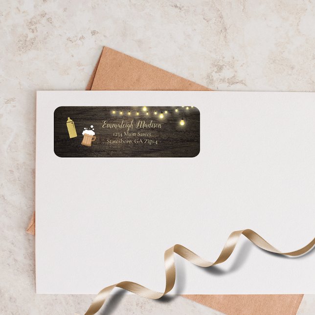 Étiquette Le bébé brasse de l'or Baby shower Adresse de reto (Créateur téléchargé)