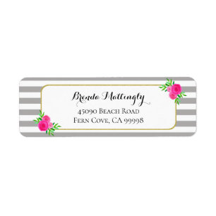 Étiquette Le blanc gris vintage barre l'aquarelle rose