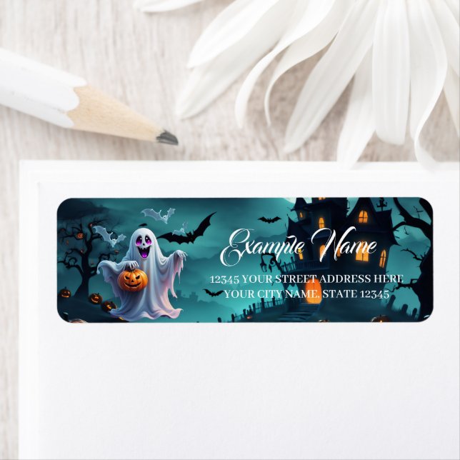 Étiquette Le design enchanteur d'Halloween se transmet. (En situation)