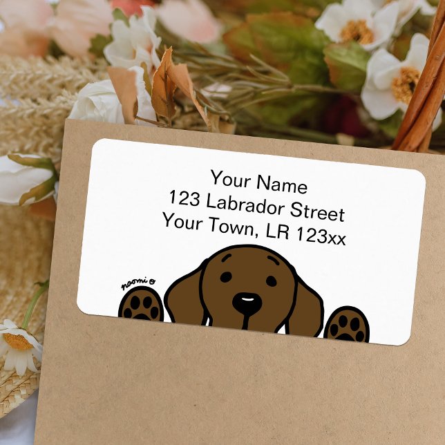 Étiquette Le Labrador du chocolat vous observe (Chocolate Labrador Watching You design Return Address Labels for  Labrador Owners.  Personalized.)