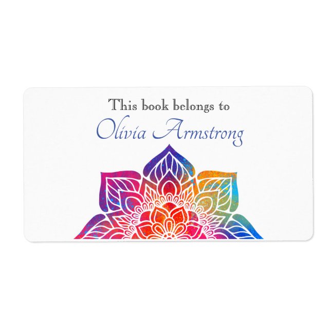 Étiquette Le Livre Mandala Fleur Arc En Ciel Appartient À (Devant)