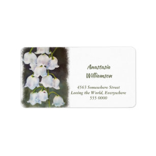 Étiquette Le MUGUET BLANC avec l'ADRESSE ROUGE de COCCINELLE