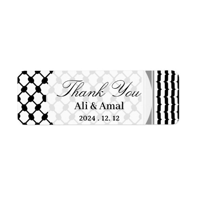 Étiquette Le Palestinien Hatta Keffiyeh Mariage du Merci (Devant)