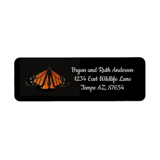 Étiquette Le papillon Monarque dans la clé d'Orange (Devant)