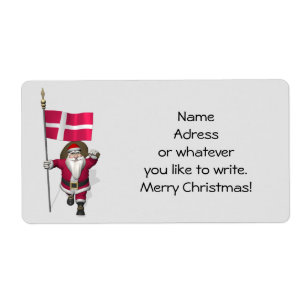 Étiquette Le père noël avec le drapeau du Danemark Dannebr