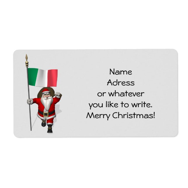 Étiquette Le père noël doux avec le drapeau de l'Italie (Devant)