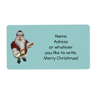 Étiquette Le Père Noël Jouant au banjo