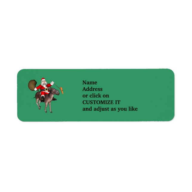 Étiquette Le Père Noël Monte Un Âne (Devant)