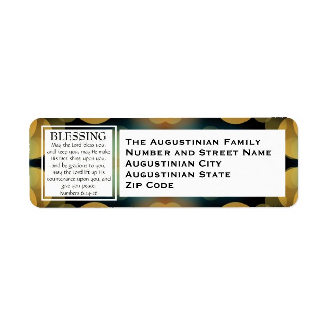 Étiquette LE SEIGNEUR VOUS BÉNERA Numéros 6 Bénédiction (Devant)