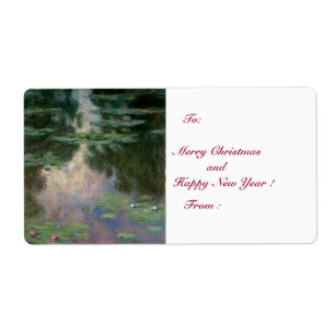 Étiquette L'EAU MENSONNE EN ÉTANG VERT ROSE par Claude Monet