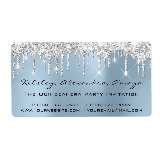 Étiquette Lecteurs d'argent nuptiale douce 16e Quinceanera b (Devant)