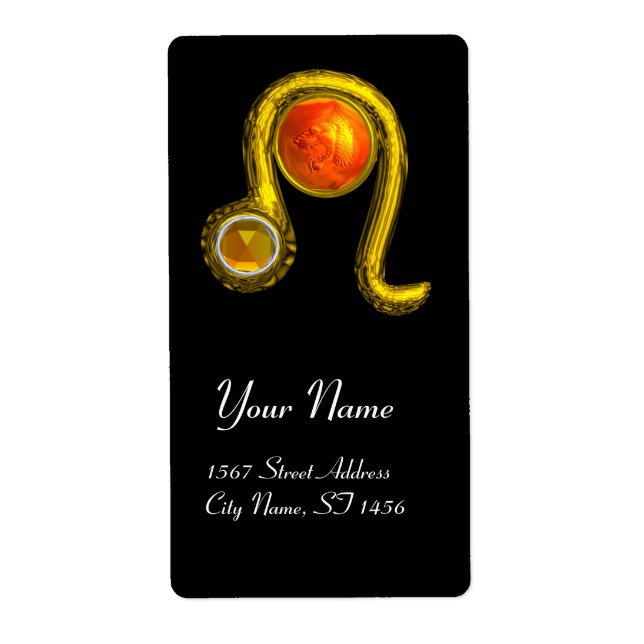 Étiquette LEO ZODIAC ANNIVERSAIRE JAUNE JAUNE TOPAZ Or (Devant)