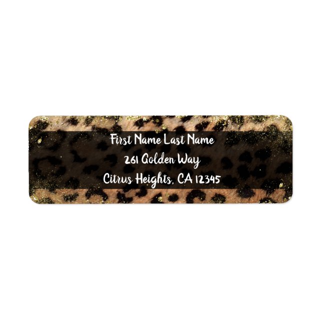 Étiquette Leopard Cheetah Poster de animal Gold Parties scin (Devant)