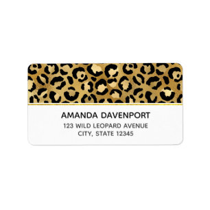 Étiquette Leopard Print Pattern in Gold and Black Label