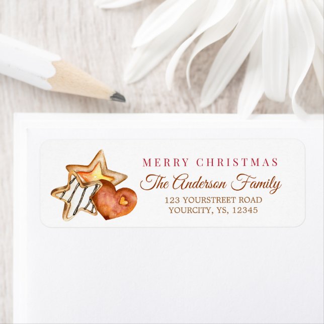 Étiquette Les biscuits en pain d'épices traitent Joyeux Noël (En situation)