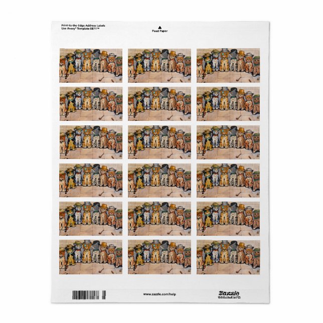 Étiquette Les chats fumeurs de Louis Wain (Feuille entière)