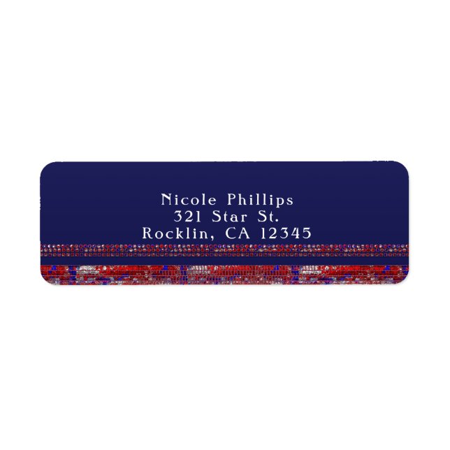 Étiquette Les paillettes blanches et bleues rouges (Devant)