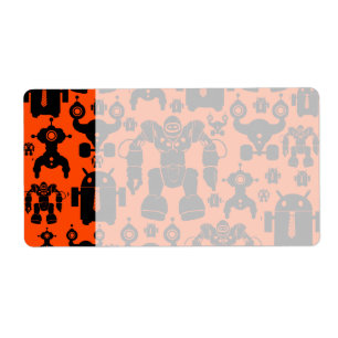 Étiquette Les robots Régler Fun Robot Silhouettes Orange Rob