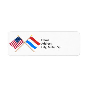 Étiquette Les USA et drapeaux croisés par Luxembourg