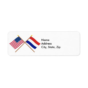 Étiquette Les USA et drapeaux croisés par Pays-Bas