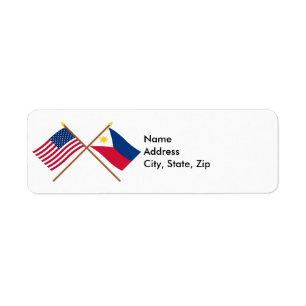 Étiquette Les USA et drapeaux croisés par Philippines