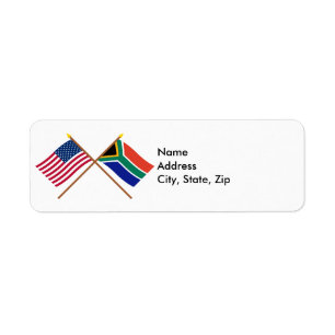 Étiquette Les USA et drapeaux croisés parAfrique du Sud