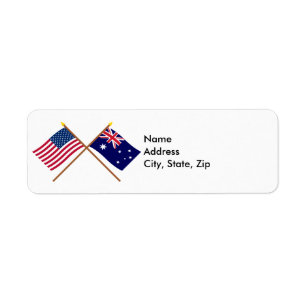 Étiquette Les USA et drapeaux croisés parAustralie