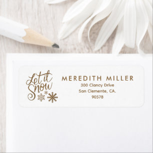 Étiquette Let it Snow Christmas Gold Parties scintillant Adr