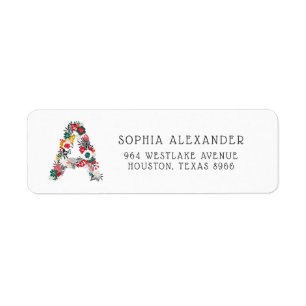 Étiquette Lettre A   LETTRE FLEURIE Whimsical Monogramme I