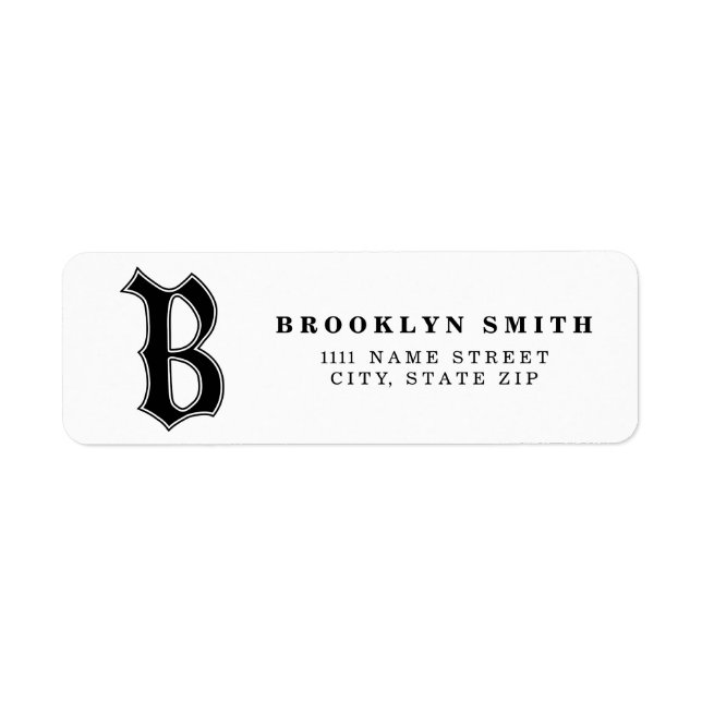Étiquette Lettre B gothique anglaise personnalisée (Devant)