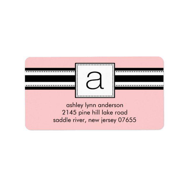 Étiquette Lettre Classique A Monogramme Adresse de retour Ét (Devant)