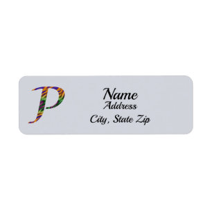 Étiquette Lettre Cravate-colorant vif P Monogramme initial