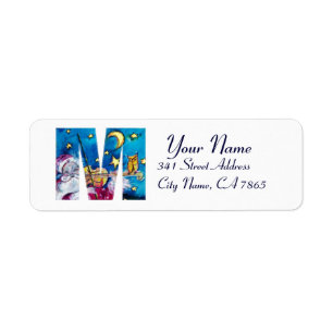 ÉTIQUETTE LETTRE DE NOËL M / MONOGRAM PÈRE NOËL INSPIRÉ