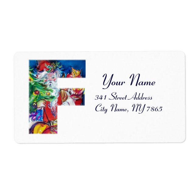 ÉTIQUETTE LETTRE DE NOËL / PÈRE NOËL AVEC ARBRE DE NOËL (Devant)