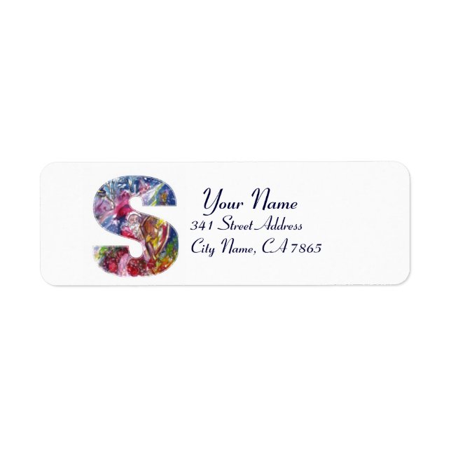 ÉTIQUETTE LETTRE DE NOËL / PÈRE NOËL JOUER AU HARP (Devant)