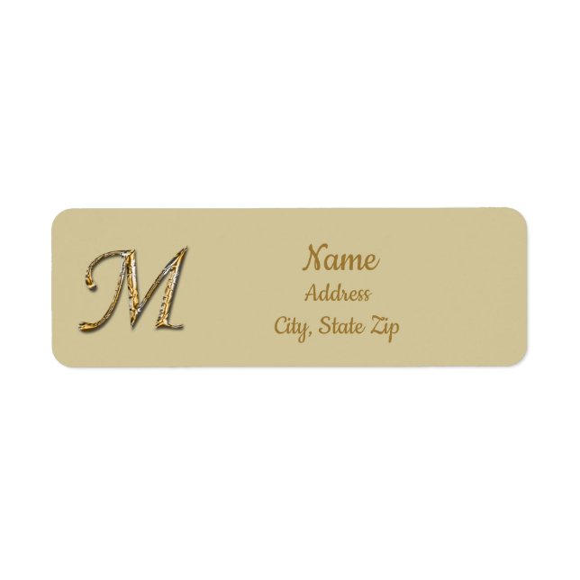 Étiquette LETTRE D'OR Sophistiquée Élégante M MONO (Devant)