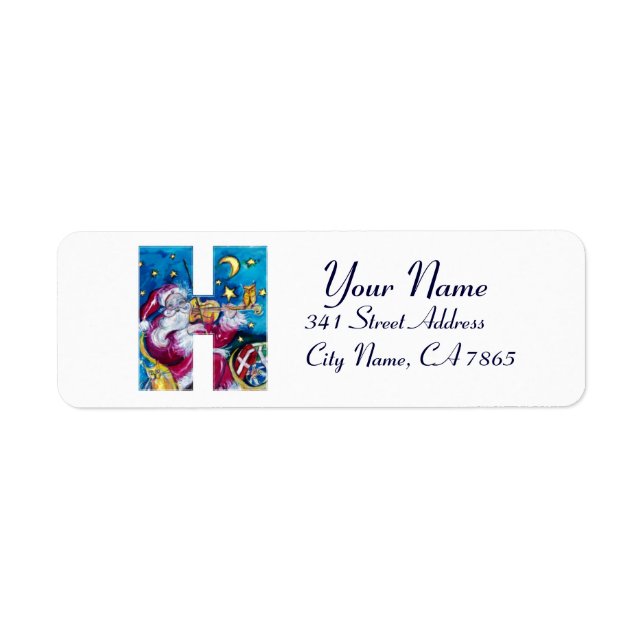ÉTIQUETTE LETTRE H DE NOËL / MONOGRAM PÈRE NOËL INSPIRÉ (Devant)