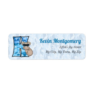 Étiquette LETTRE K MONOGRAPHIQUE KID's Blue Koala