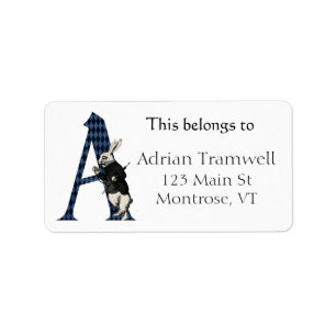 Étiquette Lettre lapin blanc Wonderland A Plaque