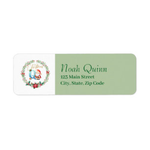 Étiquette Lettre monogramme Q : couronne de Noël avec Père N