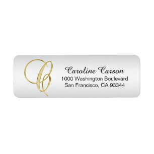 ÉTIQUETTE LETTRE MONOGRAPHIQUE D'OR D'ARGENT 'C' ENVELOPPE R