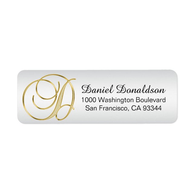 ÉTIQUETTE LETTRE MONOGRAPHIQUE D'OR D'ARGENT 'D' ENVELOPPE R (Devant)